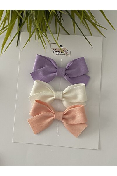 my baby’s world bebek çocuk mağzası 3 Farklı Renkte Fiyonk Klips Toka Seti