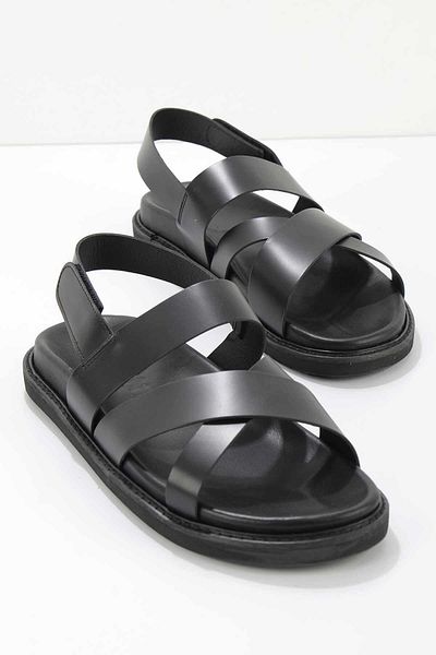 Bambi Black Leather Men's Sandals E 05801060903