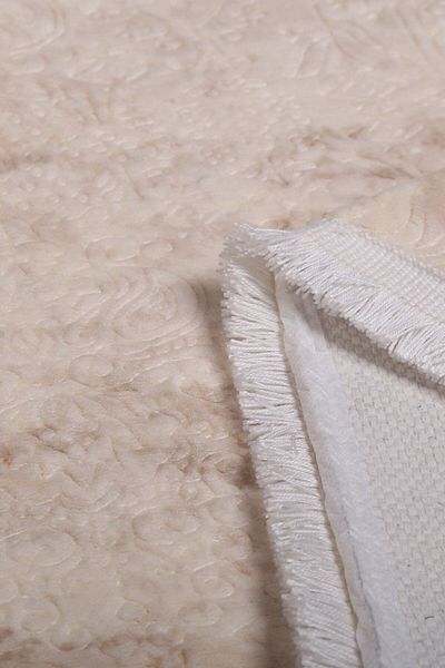 Dokumacıoğlu Nova Cream 2-Pece Flat Fringe Χαλί Μπάνιου Σετ Χαλάκι Μπάνιου Αντιολισθητικό Σετ Τουαλέτας που πλένεται στο πλυντήριο