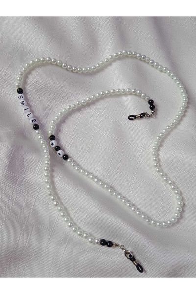 MODA MANANI 95cm Smile Written Black and White Glasses and Headphone Lanyard