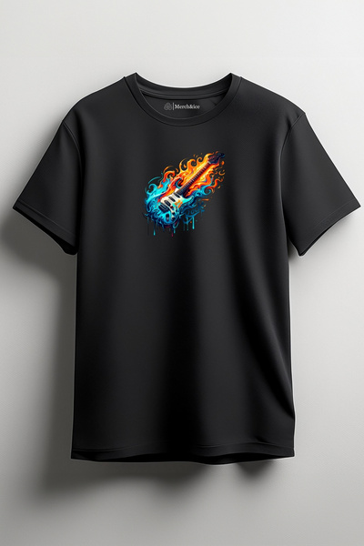 Merch&ice Flaming Guitar Štampano Unisex T-shirt