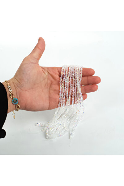 yfhobi 1 Dizi (130-135 Adet) - 3 mm Yassı Kristal Cam Boncuk Dizisi Şeffaf Ja...