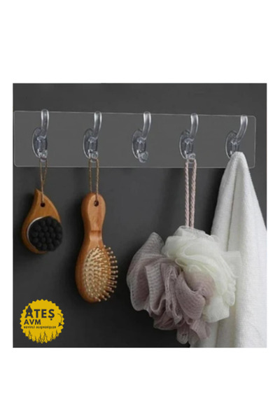 Euro Pink 5 Lİ Kendinden Yapışkanlı Güçlü Şeffaf Askılık Kapı Arkası Mutfak D...