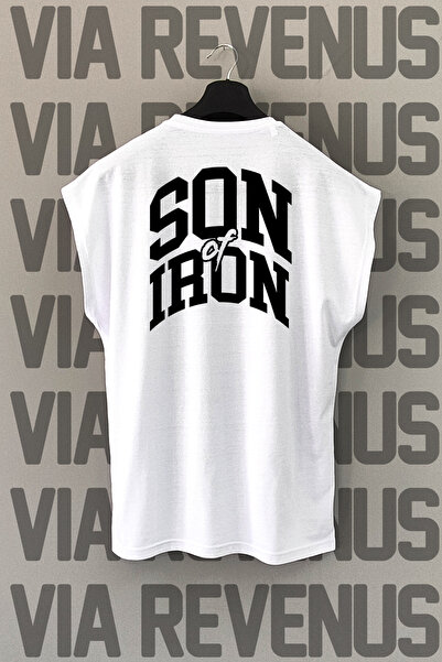 Vordevia Tricou sport cu mânecă zero cu imprimeu pe spate Son Of Iron