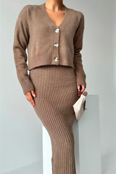 astakosmoda Triko elbise-hırka takım
