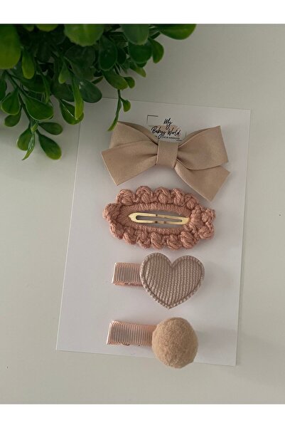 my baby’s world bebek çocuk mağzası Kahverengi Çocuk Örgü Çıtçıt Ve Klips Tok...