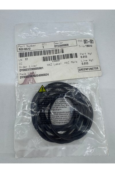 John Deere NORTHERN LIGHTS   RE516512 O-RING