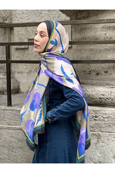 Modakaşmir Şal din bambus cu model de dihori