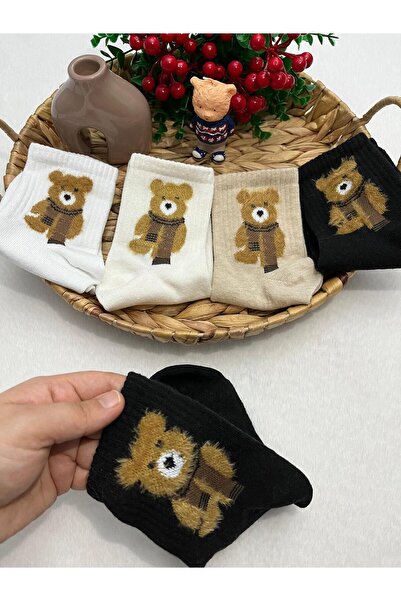 FUBA Aksesuar Комплект от 4 чорапи с шарка на пухкаво мече, чорапи от премиум клас в кутия