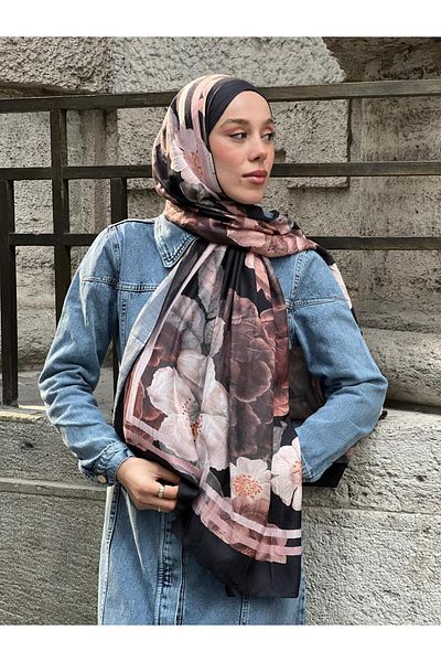 Modakaşmir Şal din bambus cu model trandafir