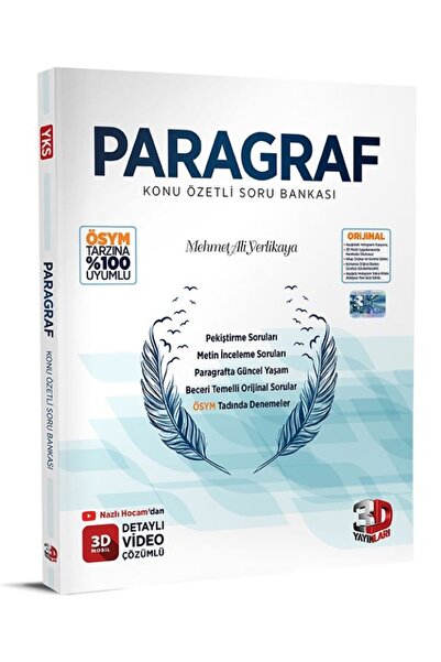 Karma Kitaplar TYT 3D Paragraf Soru Bankası (Kitapsenin'e Özel Güncel Baskıdır)