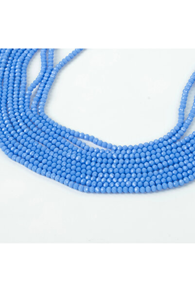 yfhobi 1 Dizi (130-135 Adet) - 3 mm Yassı Kristal Cam Boncuk Dizisi Mat Mavi ...