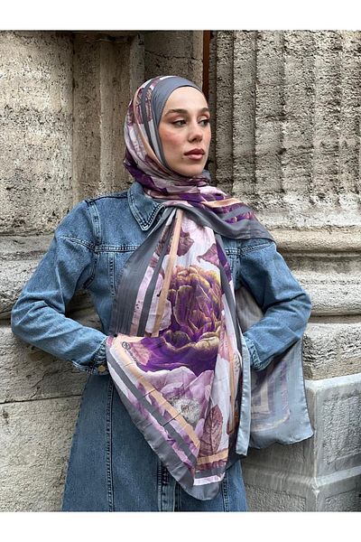 Modakaşmir Şal din bambus cu model trandafir