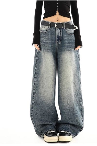 eyonnwear Y2K Πλυμένο φαρδύ τζιν παντελόνι