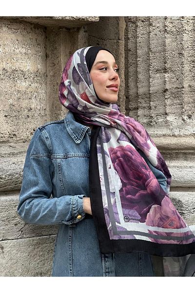 Modakaşmir Şal din bambus cu model trandafir