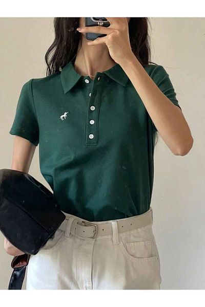 eyonnwear Sports Polo Neck Buttoned Cotton Casual Short Sleeve T-Shirt