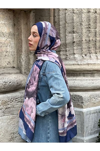 Modakaşmir Σάλι μπαμπού με μοτίβο τριαντάφυλλου