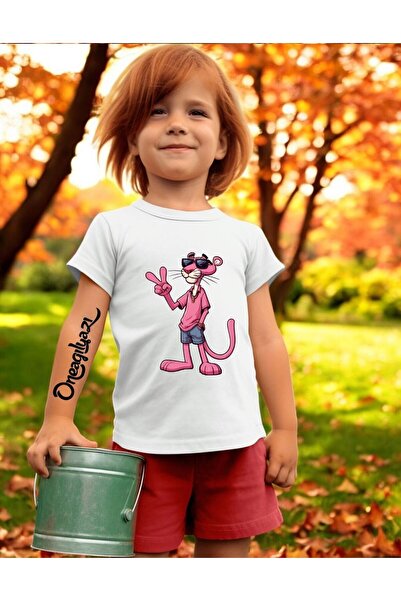 oneagılyazı Pink Panther Printed Girl's Oversize T-Shirt