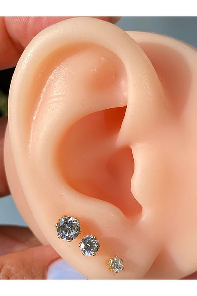 kurukafagift Solitaire Zircon Stone Steel Set of 3 Earrings