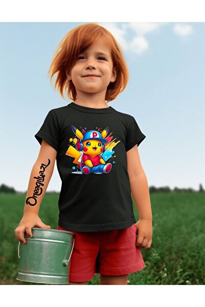 oneagılyazı تي شيرت بناتي كبير الحجم مطبوع عليه بيكاتشو