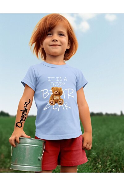 oneagılyazı تي شيرت بناتي كبير الحجم مطبوع عليه دمية دب