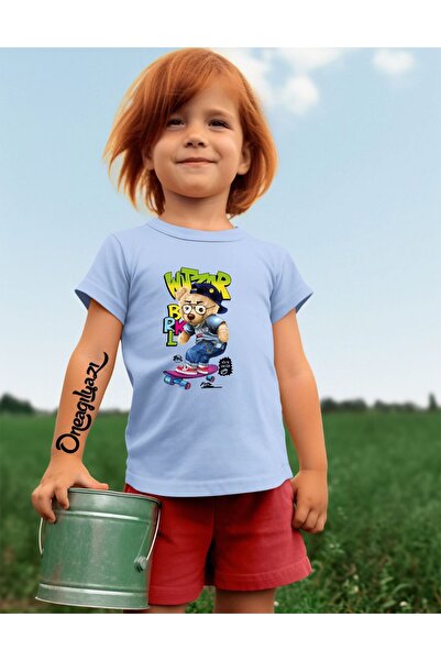 oneagılyazı تي شيرت بناتي كبير الحجم مطبوع عليه دمية دب