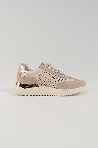 Velune Caterina Bej Deri Kadın Sneakers, Hakiki Deri, Günlük Ayakkabı, Spor A...