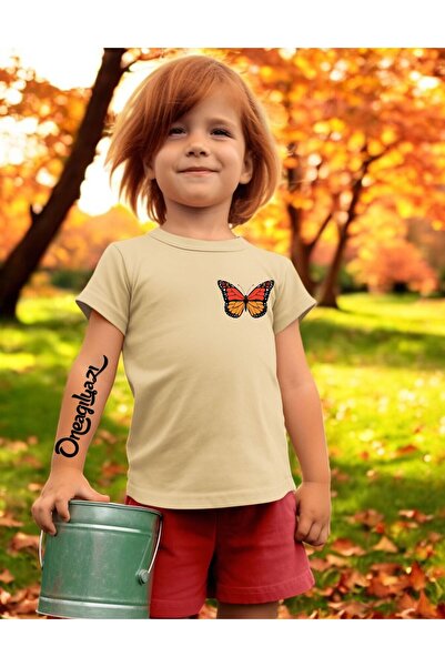 oneagılyazı Tricou supradimensionat pentru fetiță cu imprimeu fluture