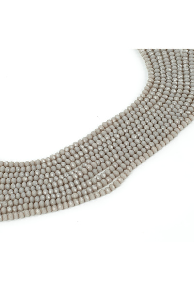 yfhobi 1 Dizi (130-135 Adet) - 3 mm Yassı Kristal Cam Boncuk Dizisi Mat Gri R...