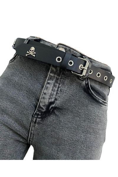 Metal Giyim Skull Bird Eye Detailed Belt