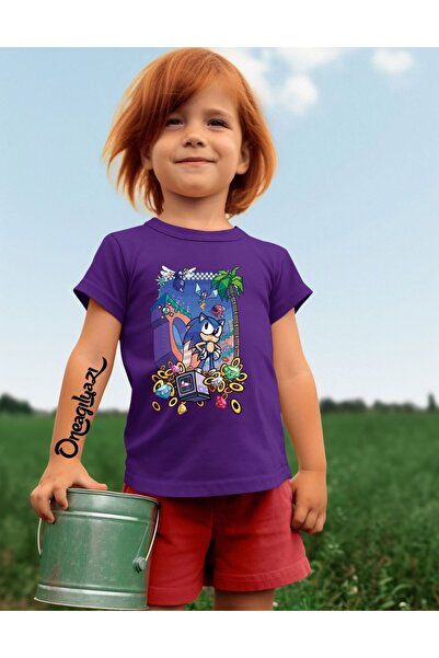 oneagılyazı تي شيرت بناتي كبير الحجم مطبوع عليه سونيك