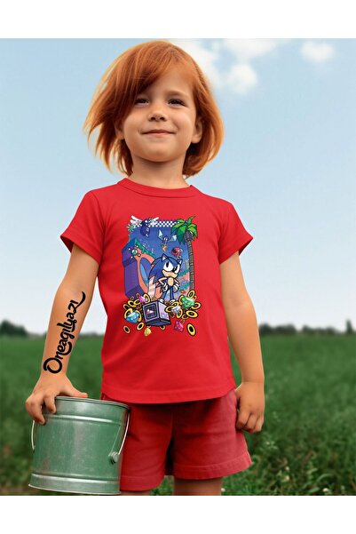 oneagılyazı تي شيرت بناتي كبير الحجم مطبوع عليه سونيك