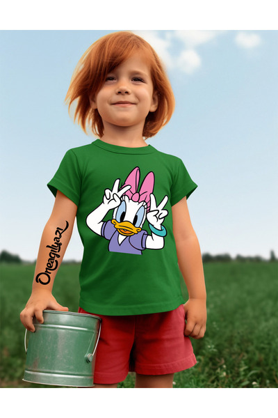 oneagılyazı Daisy Duck Štampano Devojčica Oversize kroj T-shirt