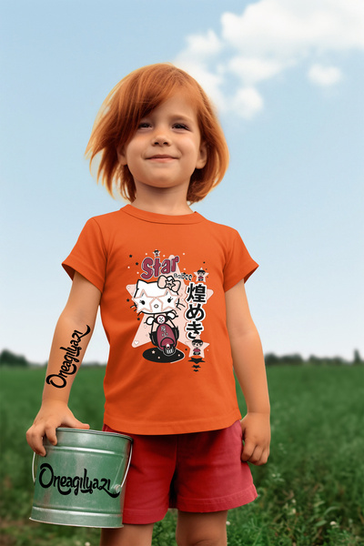 H&GHAMLEGİYİM Μπλουζάκι για κορίτσια με στάμπα Hello Kitty Star, Oversize