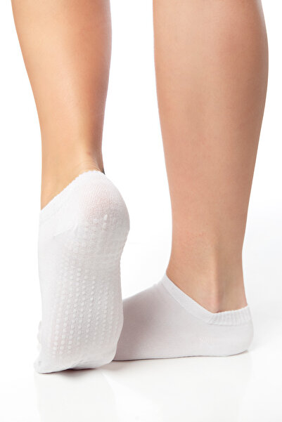 SAYSEZ Bamboo Women's Anti-Slip Sole White Silicone Print Pilates Yoga Fitness Dance Activity Booties Socks