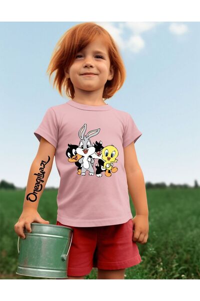 oneagılyazı Tricou supradimensionat pentru fete cu imprimeu cu personaje de d...