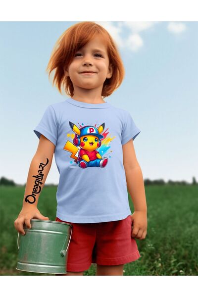 oneagılyazı تي شيرت بناتي كبير الحجم مطبوع عليه بيكاتشو