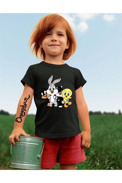 oneagılyazı Tricou supradimensionat pentru fete cu imprimeu cu personaje de d...