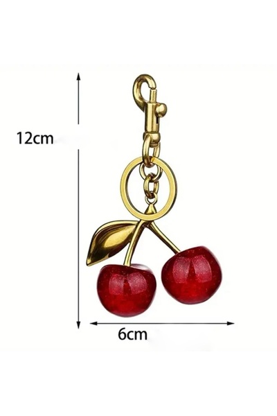 kubotique 12 cm Large Red Cherry Cherry Keychain - Shimmering Wallet Ornament Charm