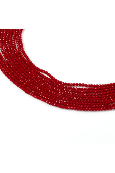 yfhobi 1 Dizi (130-135 Adet) - 3 mm Yassı Kristal Cam Boncuk Dizisi Mat Kan K...