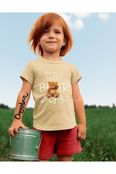 oneagılyazı Tricou supradimensionat pentru fetiță cu imprimeu ursuleț