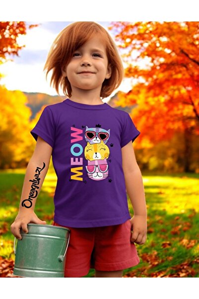 oneagılyazı Mjau mačka Štampano Devojka Oversize kroj T-shirt