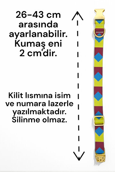 CARAMELOS İsimli Köpek Tasması, Köpek Künyesi, Isimlik, Küçük Irk Ve Orta Irk, Kişiye Özel Metal Kilit, 2 Cm