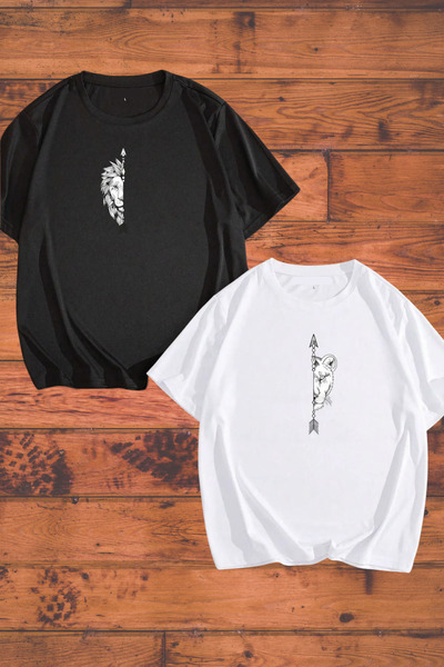 FECCY Pamuklu Aslanın Eşide Aslınar Tricou supradimensionat pentru cupluri, n...