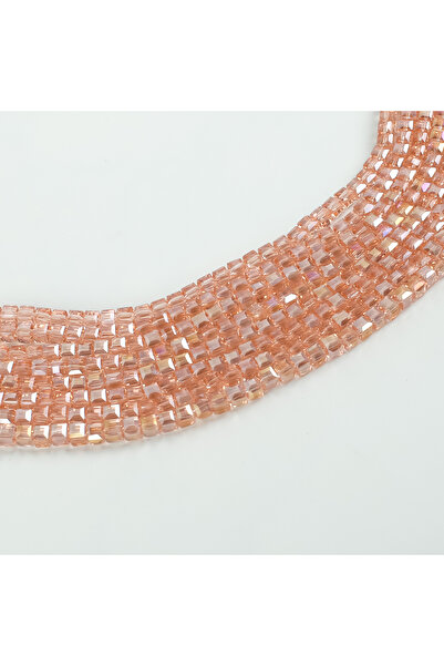 yfhobi 1 Dizi (90-95Adet) - 4 mm Küp Kristal Cam Boncuk Dizisi Şeffaf Janjanl...