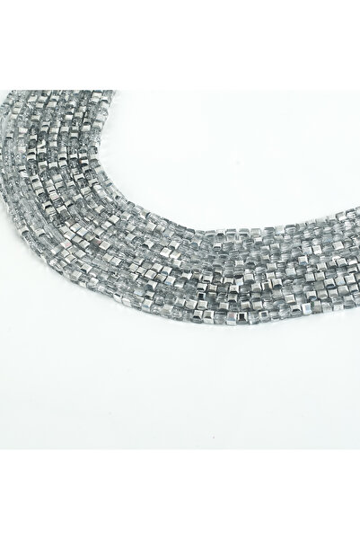 yfhobi 1 Dizi (90-95Adet) - 4 mm Küp Kristal Cam Boncuk Dizisi Şeffaf Janjanl...