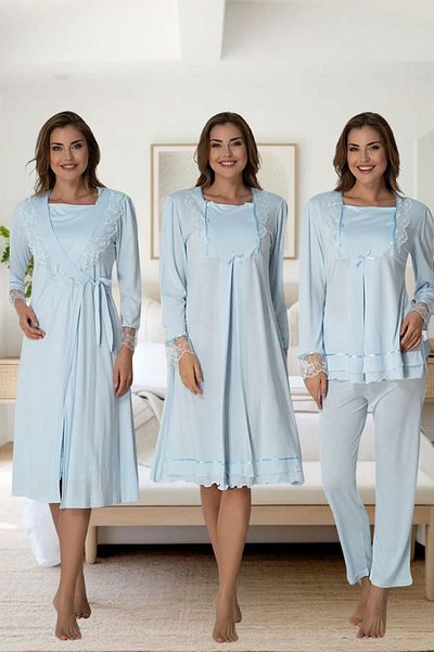 Effortt Set de pijamale de maternitate și rochii de toaletă din 4 piese Primum - Design elegant cu detalii din dantelă