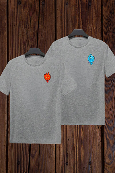 Wish BF تي شيرت كومبو للزوجين - قطعتان من النار والماء، مطبوع باللون الأبيض، ...