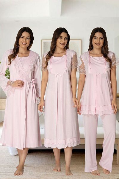 Effortt Pregnant Maternity Elegant Dressing Gown Pajamas Set Primum Set of 4 Maternity