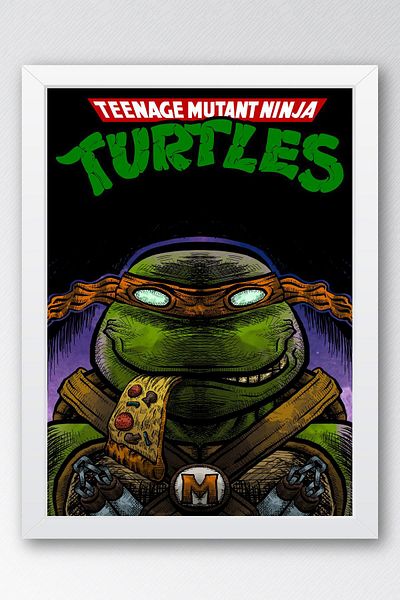 Saturn Pictură înrămată Ninja Turtles Michelangelo - Poster de film Teenage Mutant Ninja Turtles